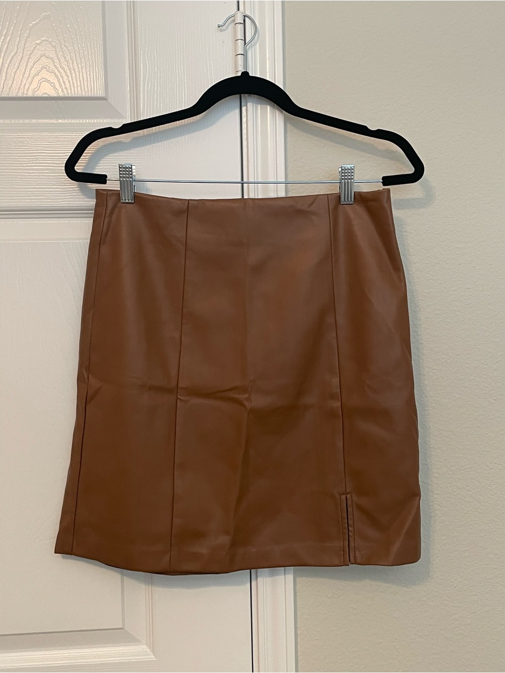 Classic Camel Brown Leather Skirt LOFT